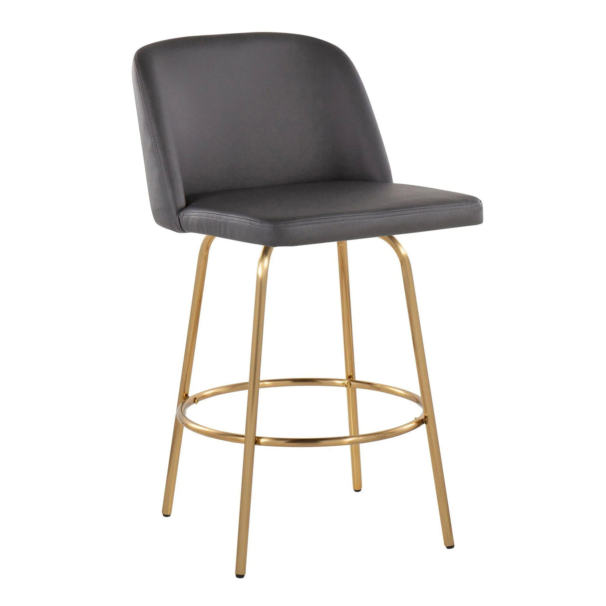 Toriano - Contemporary, Fixed Height Counter Stool With Swivel With Round Footrest (Set of 2) - Furniture Home Direct