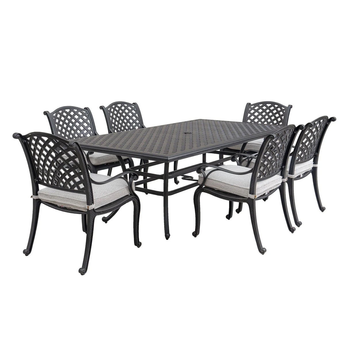 Stylish Outdoor 7 Piece Aluminum Dining Set With Cushion - Furniture Home Direct