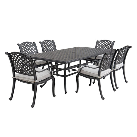 Stylish Outdoor 7 Piece Aluminum Dining Set With Cushion - Furniture Home Direct