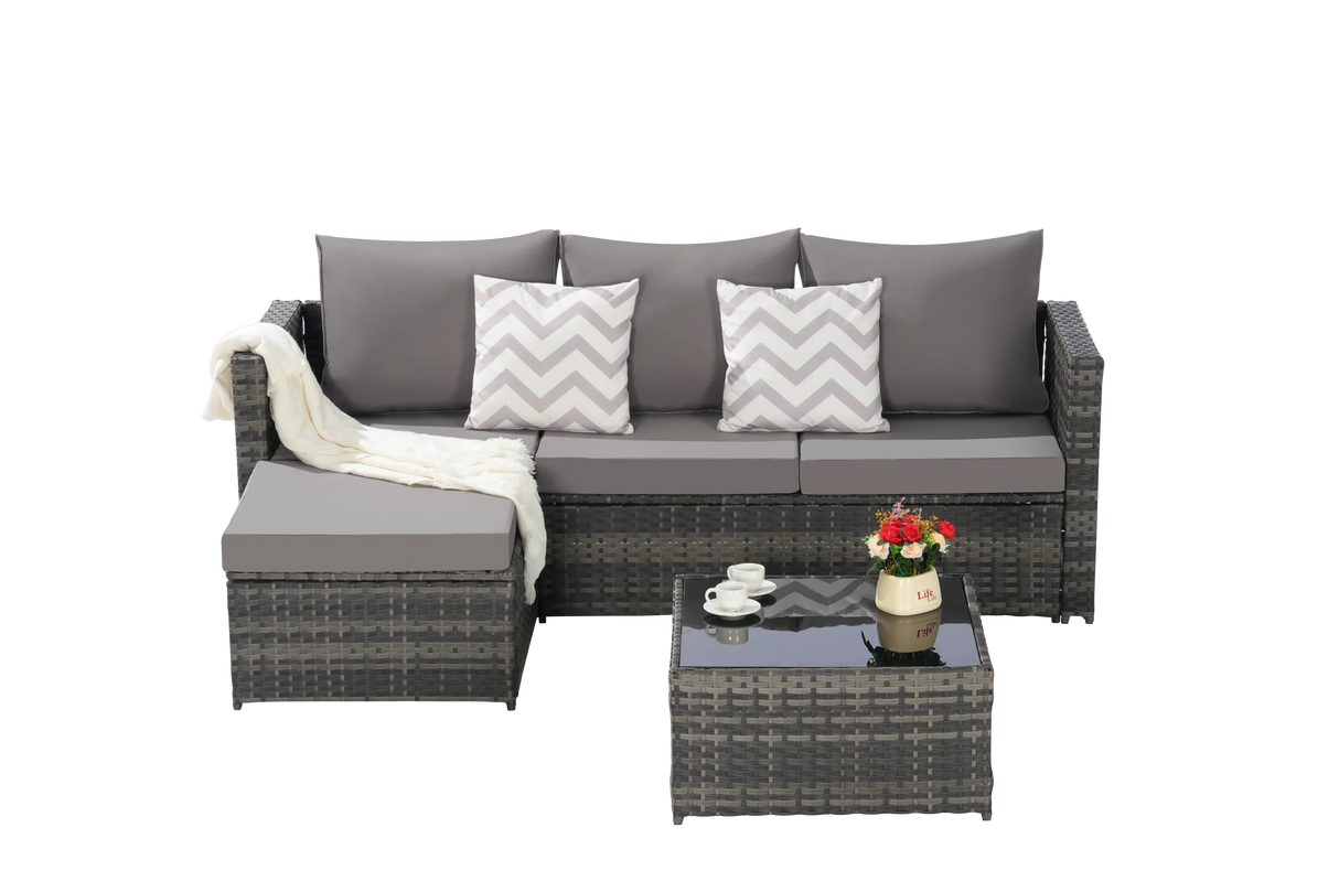 Outdoor Sectional Set with Ottoman - Furniture Home Direct