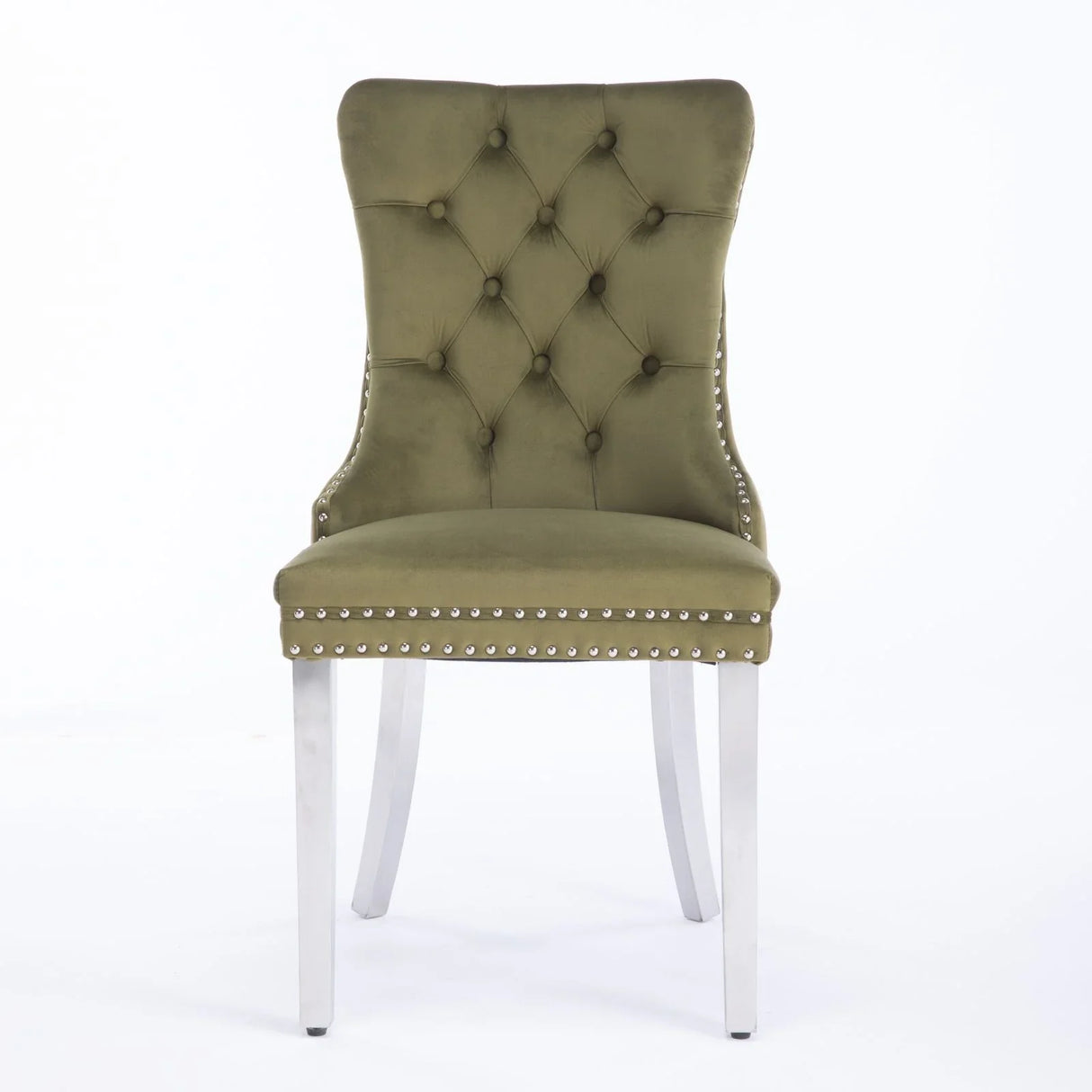 Nikki - Modern, High-End Tufted Solid Wood Contemporary Velvet Upholstered Dining Chair With Chrome Stainless Steel Plating Legs, Nailhead Trim (Set of 2) - Furniture Home Direct