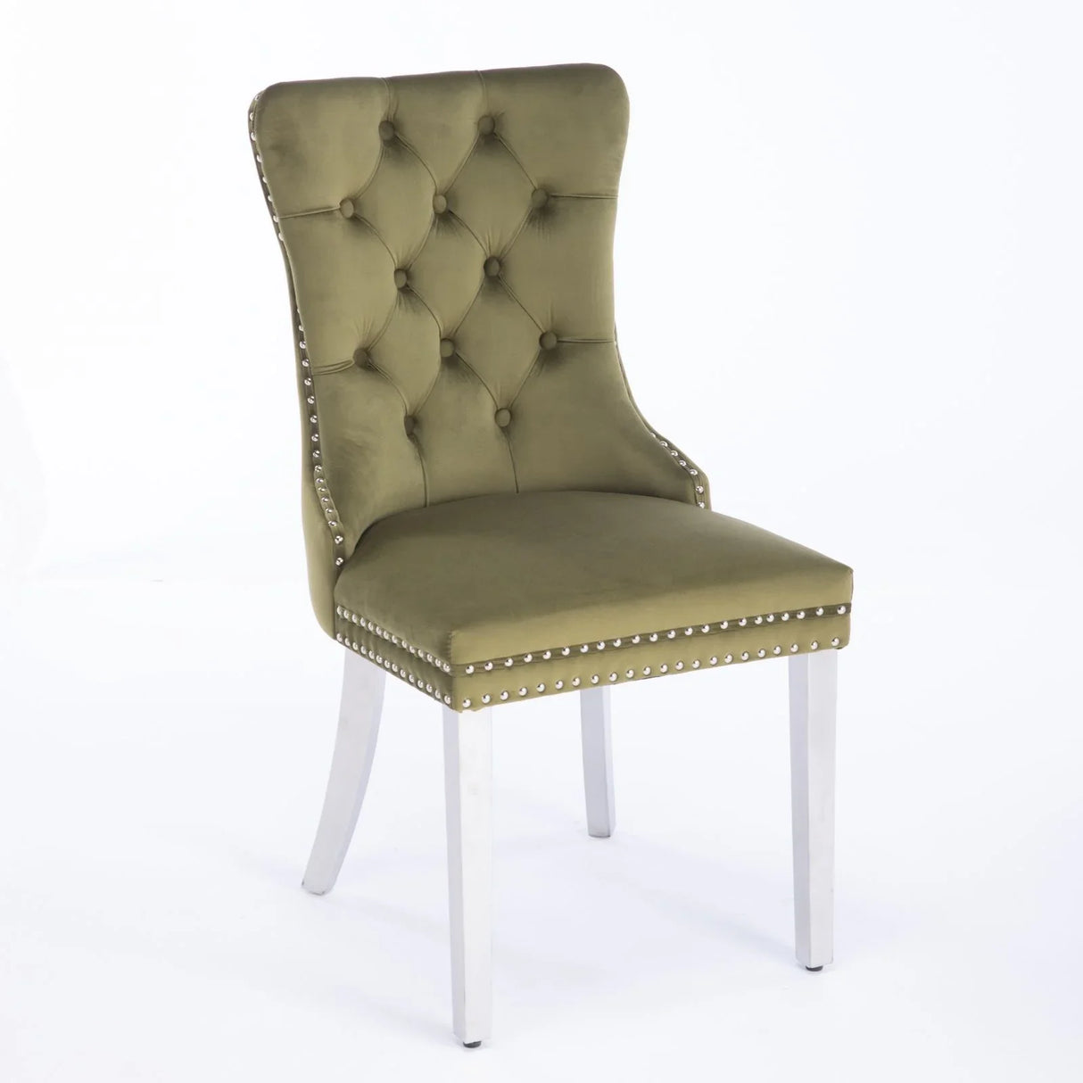 Nikki - Modern, High-End Tufted Solid Wood Contemporary Velvet Upholstered Dining Chair With Chrome Stainless Steel Plating Legs, Nailhead Trim (Set of 2) - Furniture Home Direct