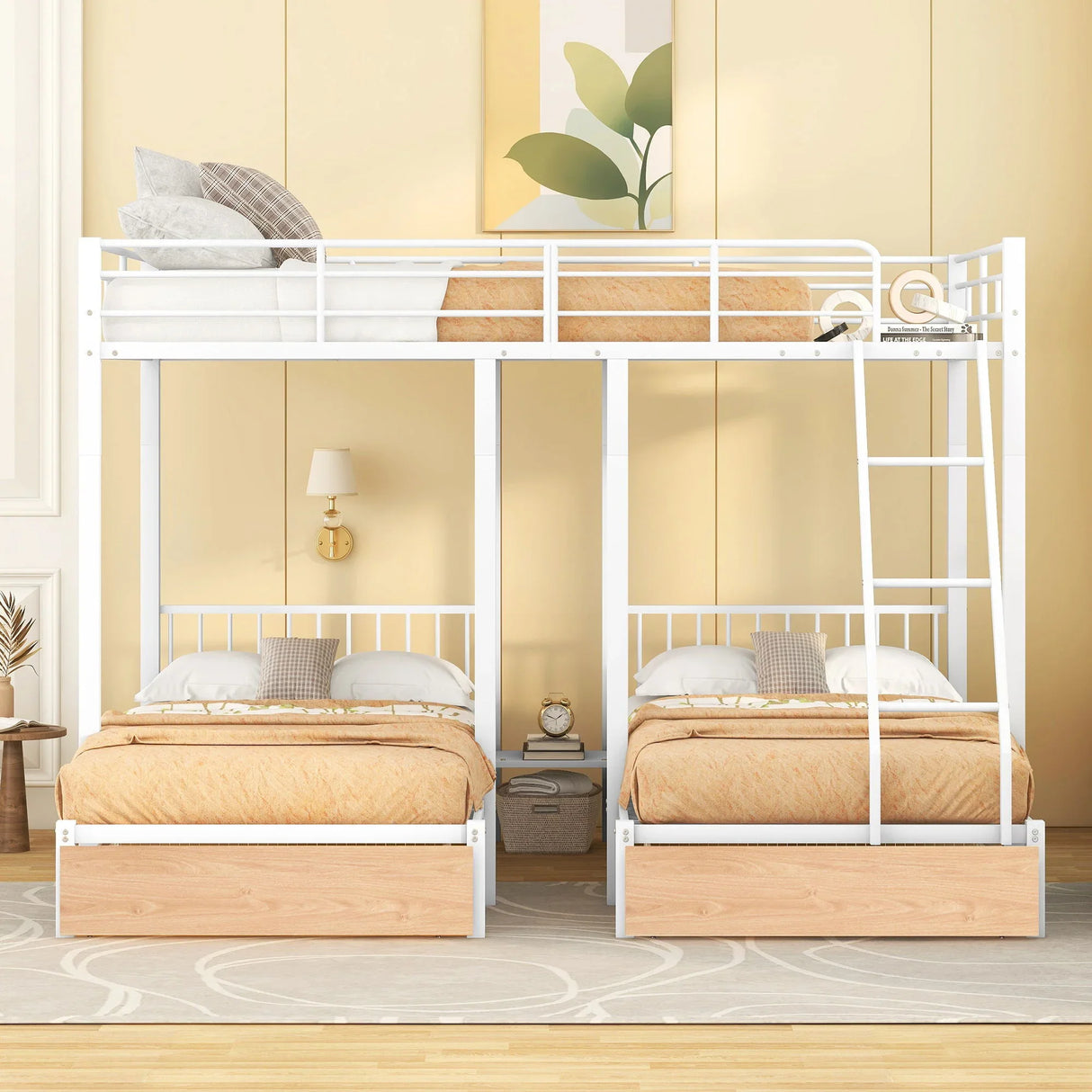 Triple Bunk Bed With Drawers And Guardrails - Furniture Home Direct