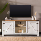Modern Farmhouse Barn Door 3 Shelf TV Stand For TVs Up To 65” - Furniture Home Direct