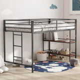 Adam - Junior Twin Loft Bunk Bed With Cinnamon Wood Shelf - Black - Furniture Home Direct