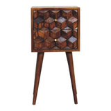 Mini Cube Carved 2 Drawer Nightstand - Furniture Home Direct