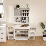 Modern Farmhouse Buffet Cabinet With Hutch Kitchen Storage - White - Furniture Home Direct