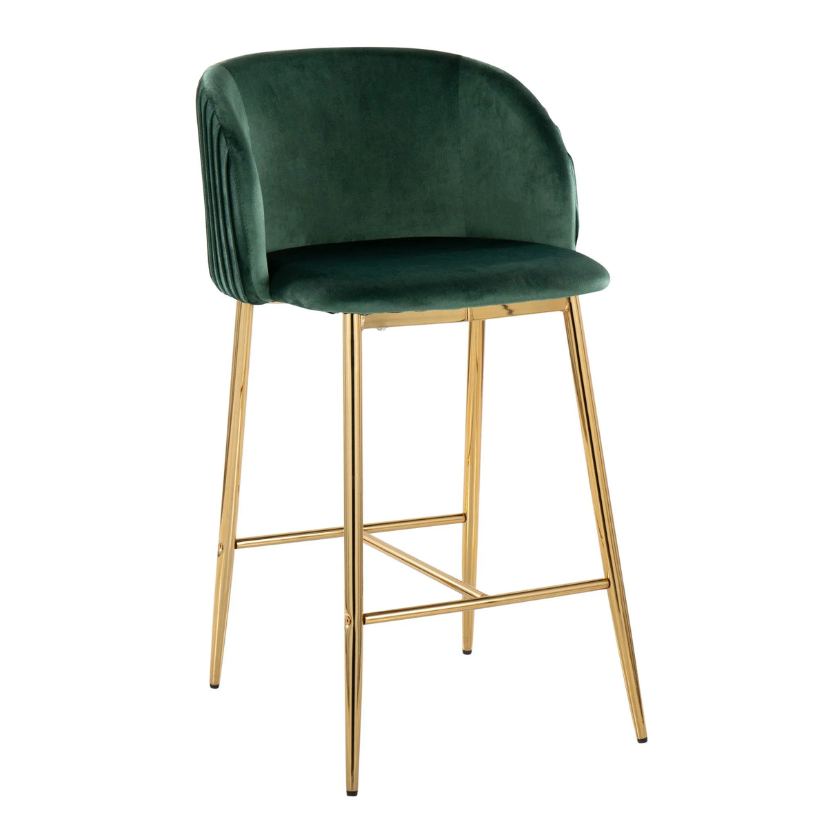 Fran - Pleated Contemporary / Glam Fixed Height Counter Stool (Set of 2) - Furniture Home Direct