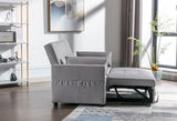 2 Seaters Slepper Sofa Bed Linen Fabric 3-In-1 Convertible Sleeper Loveseat With Side Pocket - Furniture Home Direct