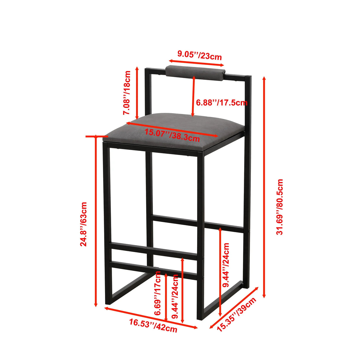 Elegant Bar Stool Set With Backrest And Footrest, Counter Height (Set of 2) - Furniture Home Direct