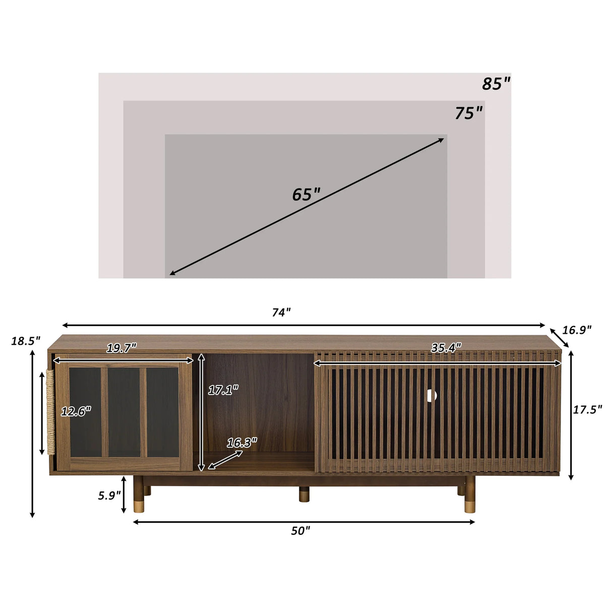 TV Stand Mid Century Modern Cat House Console Walnut - Furniture Home Direct