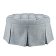 Skirted Tufted Round Ottoman With Button Top - Gray - Furniture Home Direct