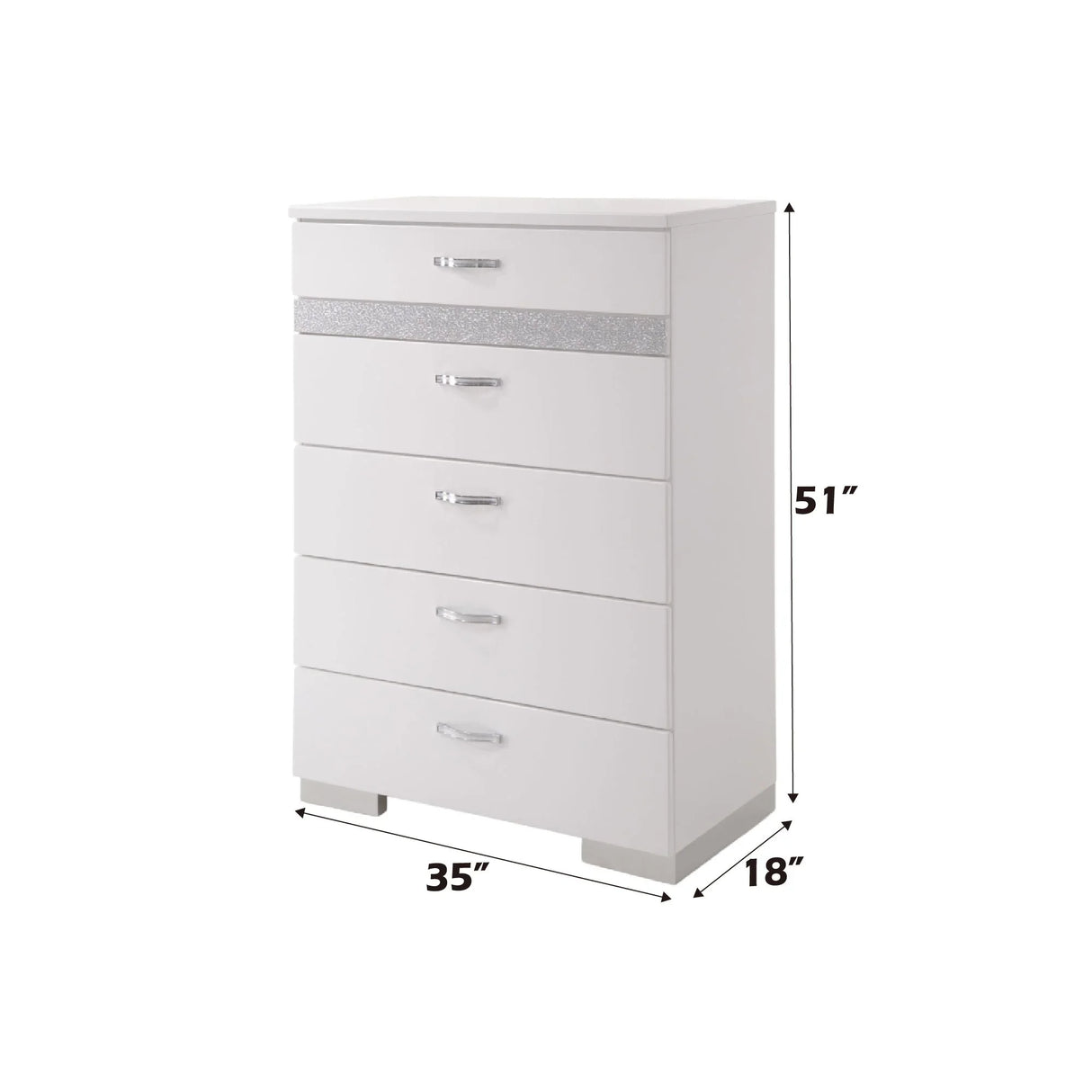 Naima II - High Gloss Chest - White - Furniture Home Direct