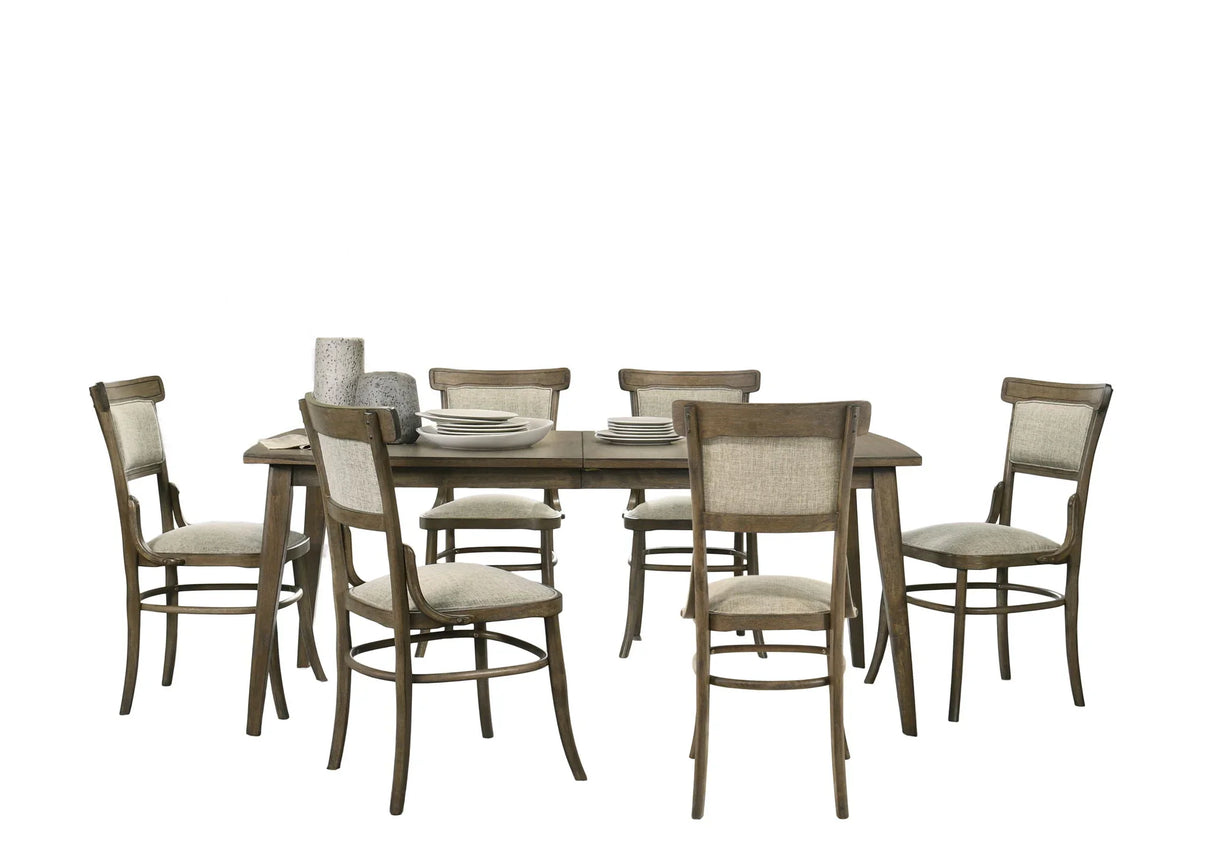 Bistro - Dining Table With Off White Fabric Dining Chairs - Furniture Home Direct