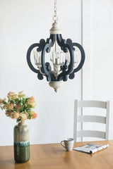 Wood Chandelier 6 Light Farmhouse Pendant Lighting Wood Hanging Light Fixture For Kitchen Living Dining Room, Bulb Not Included - Cream - Furniture Home Direct