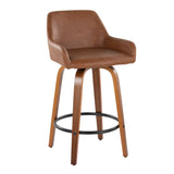 Daniella - Contemporary Fixed Height Counter Stool With Swivel With Round Footrest (Set of 2) - Furniture Home Direct