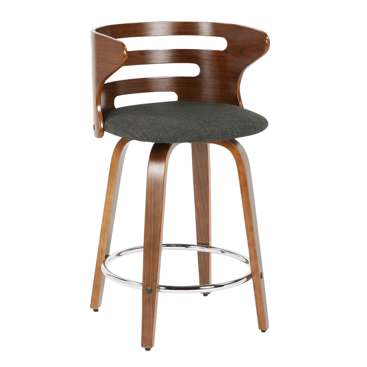 Cosini - Mid Century Modern Fixed Height Counter Stool With Footrest With Swivel (Set of 2) - Furniture Home Direct