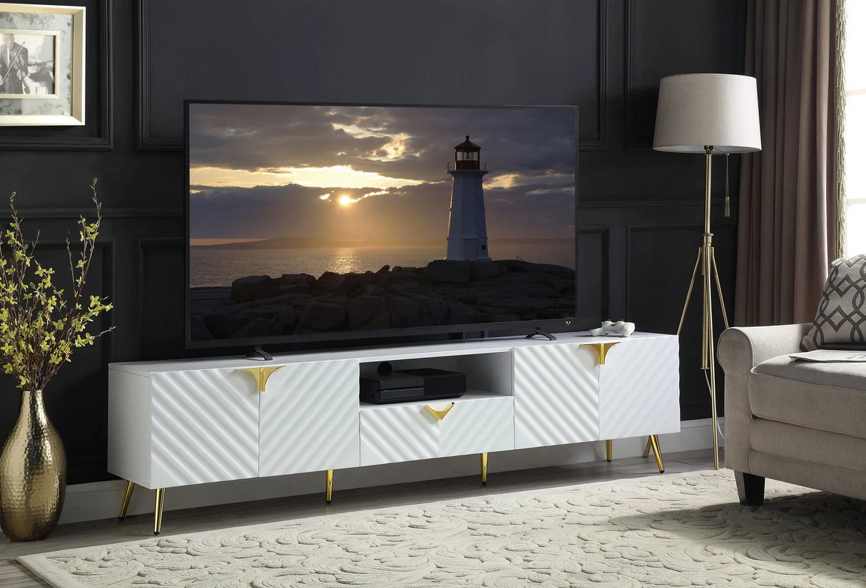 Gaines - High Gloss TV Stand - White - Furniture Home Direct