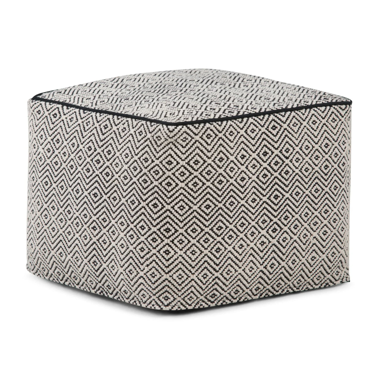 Brynn - Square Pouf - Patterned Black / Natural - Furniture Home Direct