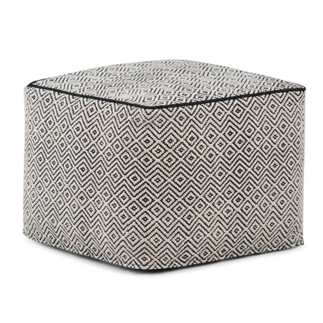 Brynn - Square Pouf - Patterned Black / Natural - Furniture Home Direct