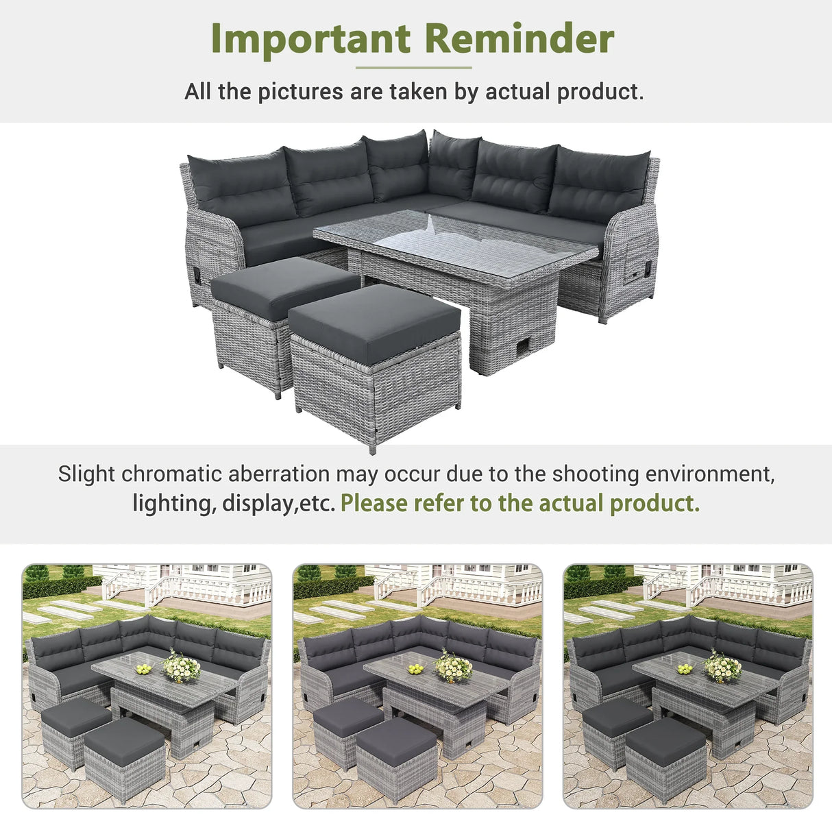 6 Piece Patio Set With An Adjustable Table, Recliners With Extendable Side Tables, And 2 Ottomans - Gray - Furniture Home Direct