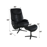 Labotina - Top Grain Leather Accent Chair With Swivel & Ottoman - Black - Furniture Home Direct