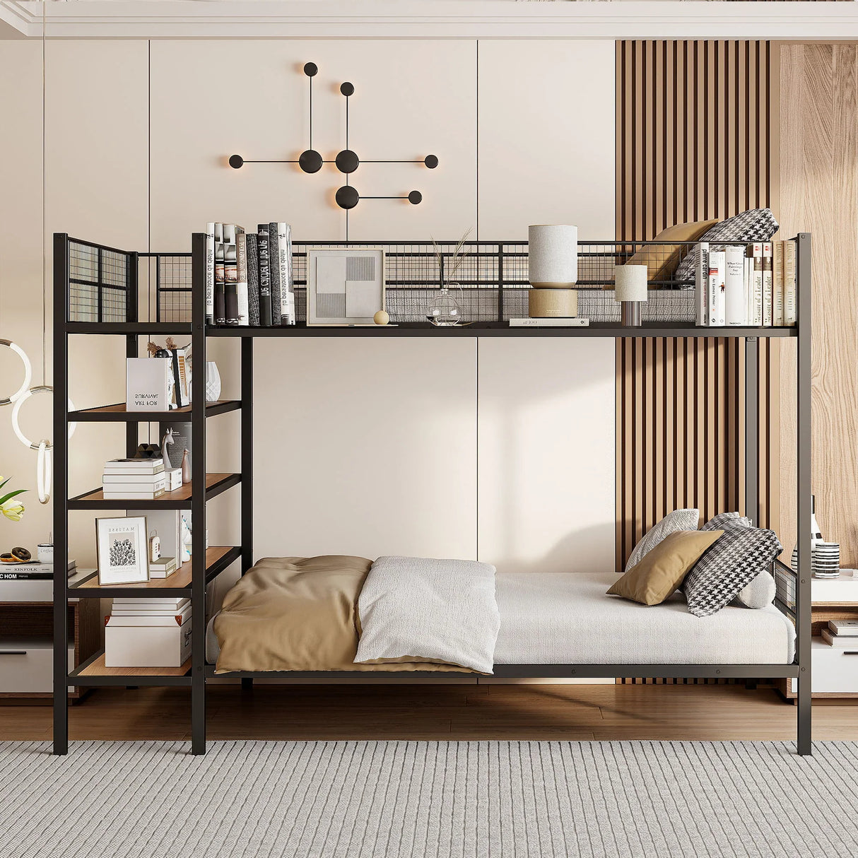 Bunk Bed With 5 Tier Shelves - Furniture Home Direct