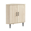 Contemporary 2 Door Mixed-Material Corner Accent Cabinet - Furniture Home Direct