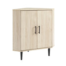 Contemporary 2 Door Mixed-Material Corner Accent Cabinet - Furniture Home Direct