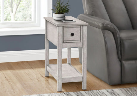 Accent End Table, 2 Tier, Narrow, Lamp, Storage Drawer, Charming Design - Furniture Home Direct