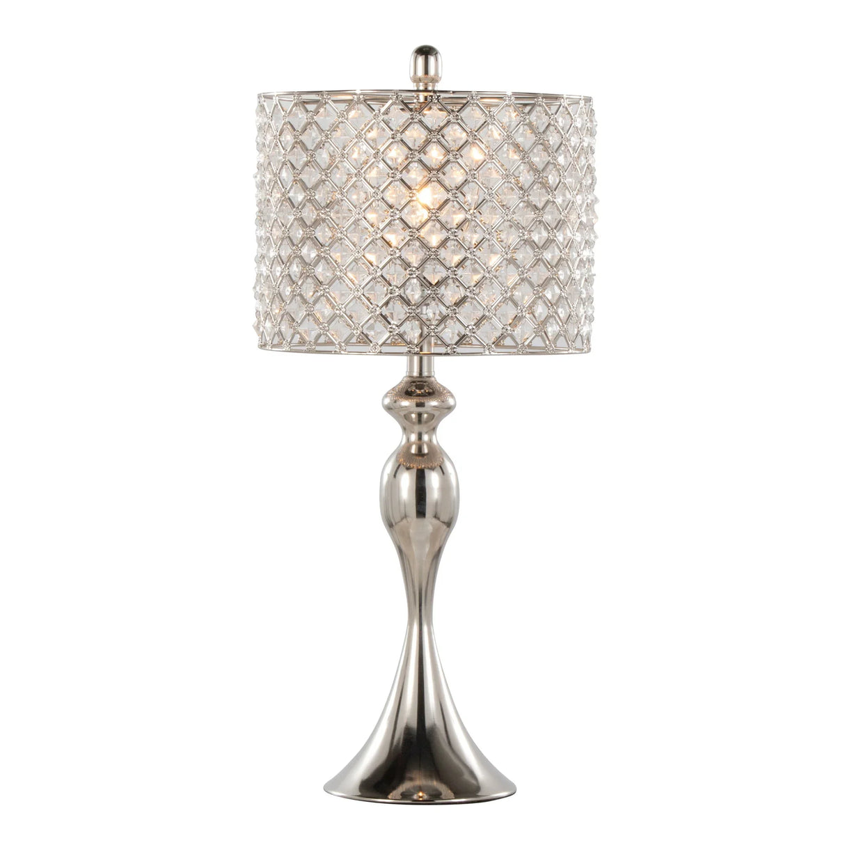 Ashland - Contemporary Table Lamp Square Clear Crystal (Set of 2) - Polished Nickel - Furniture Home Direct