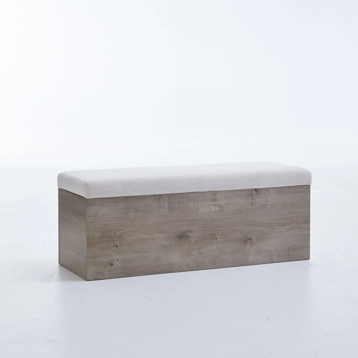 Shelton - Upholstered Flip Top Storage Bench - Ivory / Light Gray / Camel Oak - Furniture Home Direct