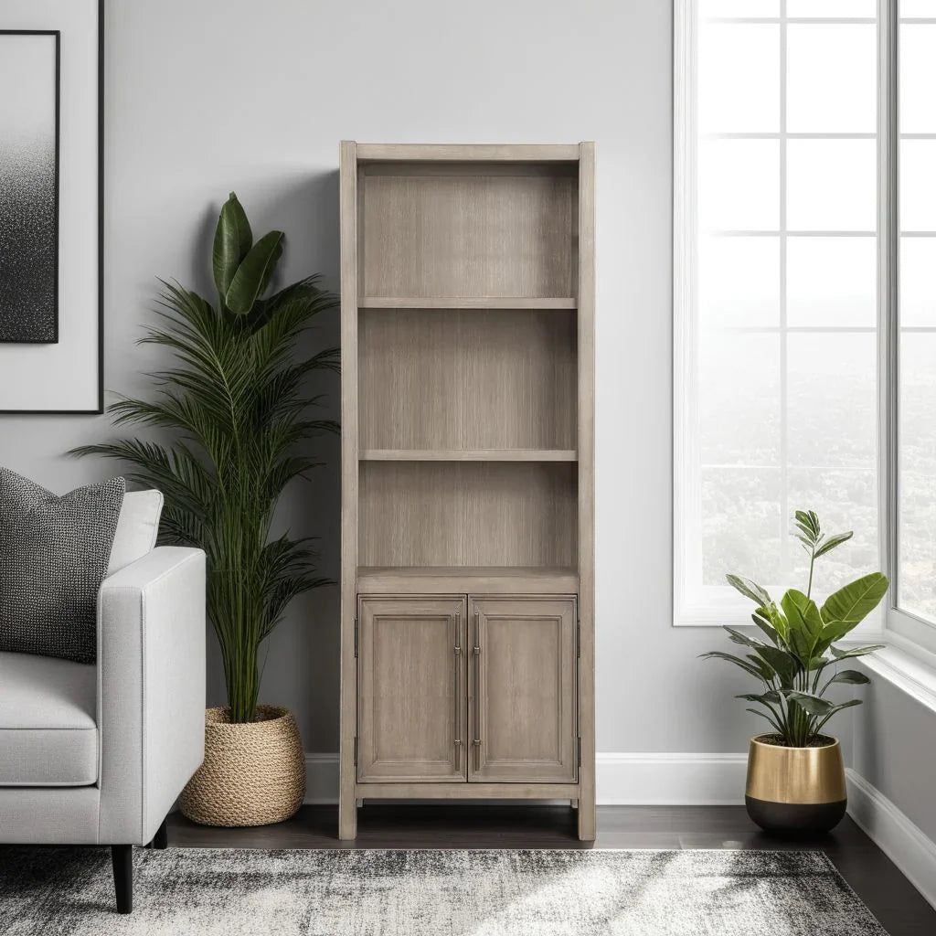 Cypress Lane - Bookcase Pier Cabinet - White Oak - Furniture Home Direct