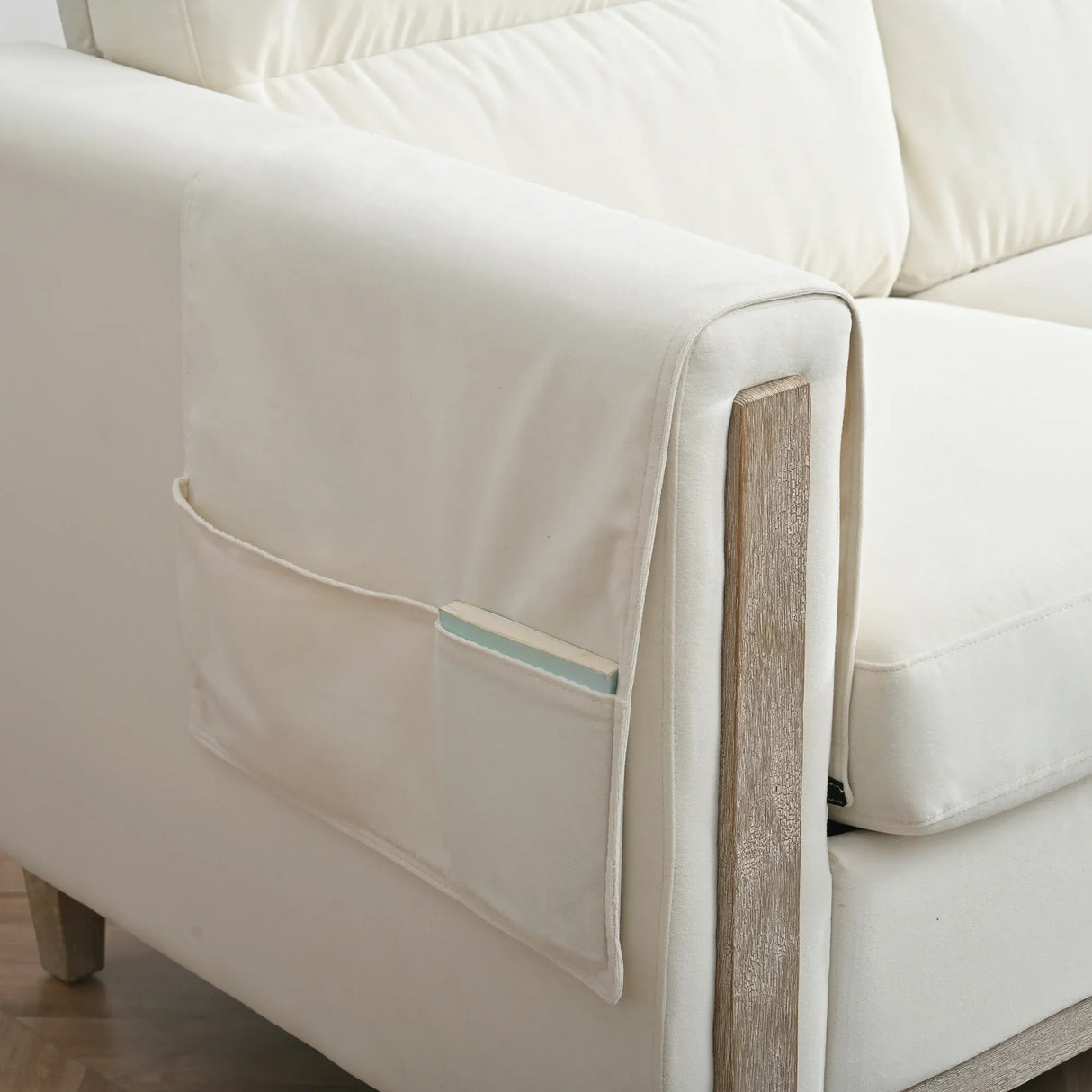 Comfortable Solid Wood Sofa with Soft Cushions - Beige - Furniture Home Direct