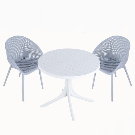 All Weather Woven Lounge Chair Set with Round Table