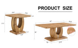Coffee Table Set With Circular Arc Base And Wood Tone - Furniture Home Direct