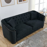 Sofa And Loveseat - Velvet Black - Furniture Home Direct