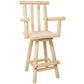 Rustic Bar Stool, Fir Wood Construction, Wide Armrest - Furniture Home Direct
