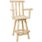 Rustic Bar Stool, Fir Wood Construction, Wide Armrest - Furniture Home Direct