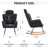 Contemporary Teddy Fabric Upholstered Nursery Rocking Glider Chair With High Backrest And Pillow - Furniture Home Direct