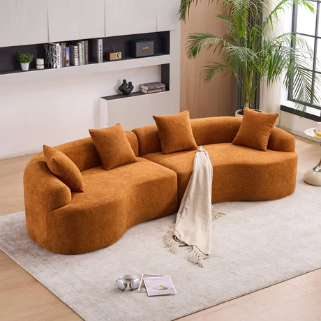4 Seater Sofa With Chenille Fabric, 30D, 60 Hardness Full Sponge, 4 Pillow For Living Room, Home Furniture Sleeper Sectional Sofa For Apartment - Furniture Home Direct