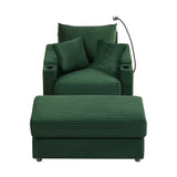 Single Sofa Couch With Storage Space, Movable Ottoman, USB Ports, Cup Holders, Phone Holder - Furniture Home Direct