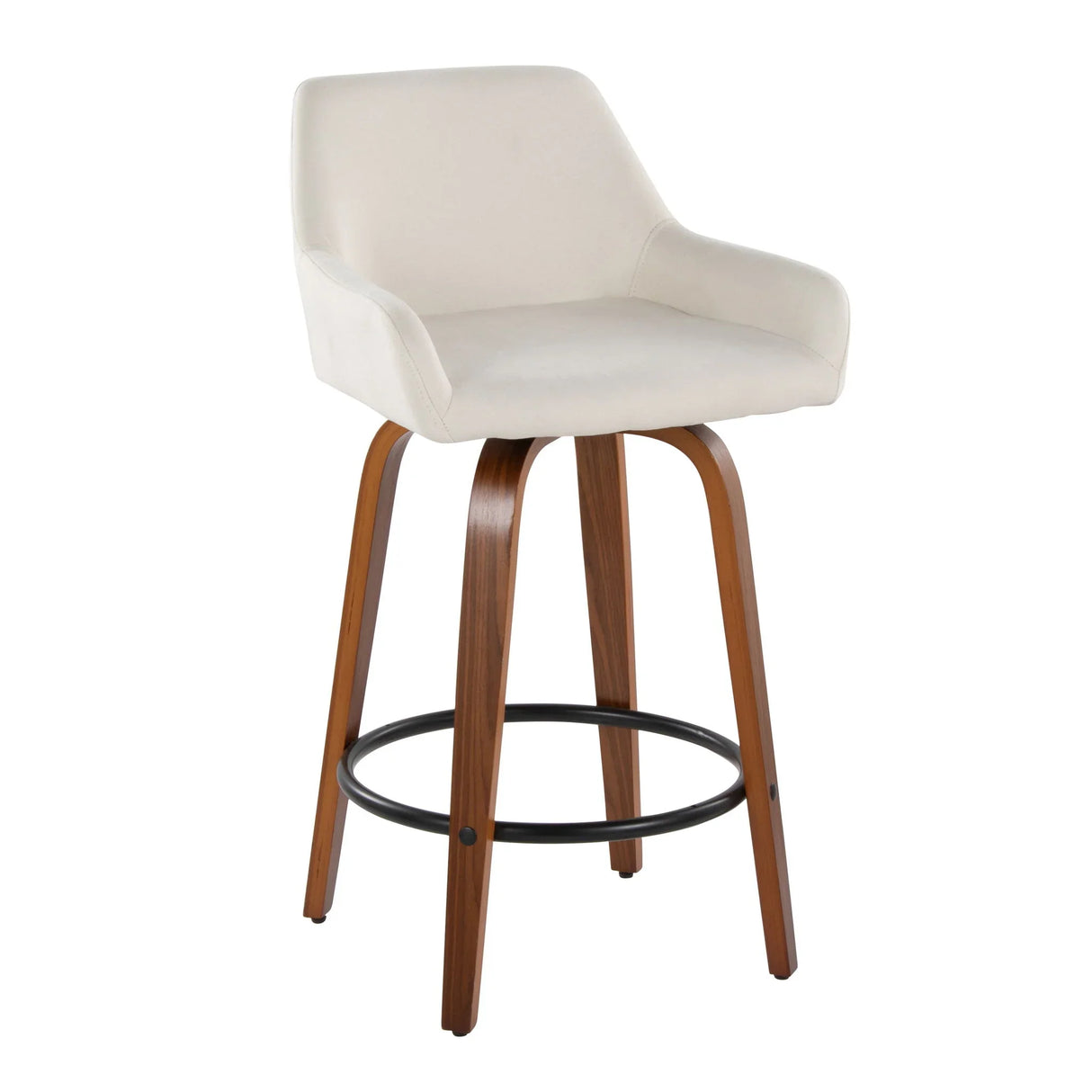 Daniella - Contemporary Fixed Height Counter Stool With Swivel With Round Footrest (Set of 2) - Furniture Home Direct
