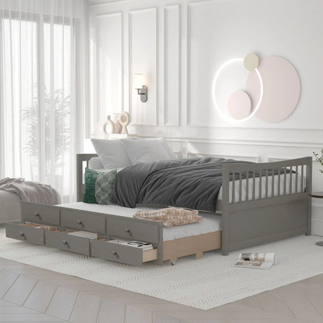 Twin Size Daybed With Trundle And Drawers - Furniture Home Direct
