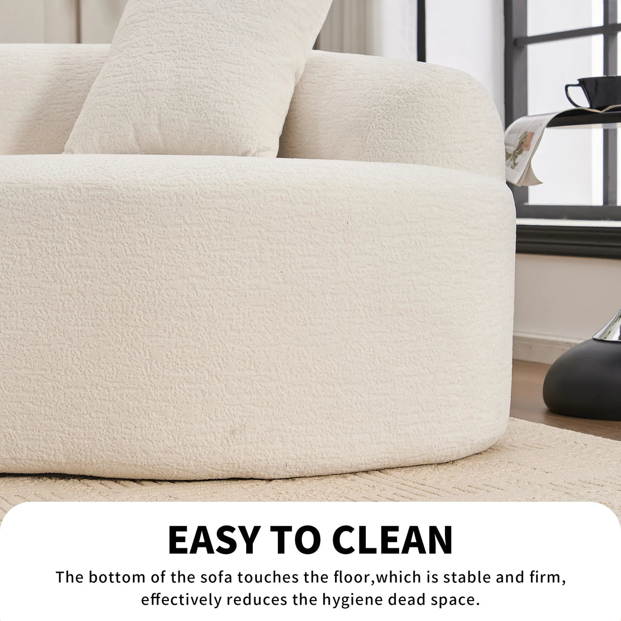 Modern Sectional Sofa with Chenille fabric and 4 pillows - White - Furniture Home Direct