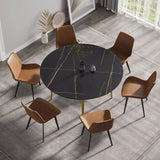 Modern Man-Made Stone Round Dining Table-Position For 6 People - Furniture Home Direct
