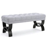 Bench Tufted Cushion with Arched Black Legs Light Grey - Furniture Home Direct