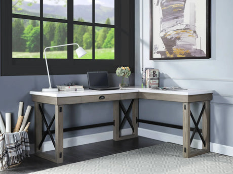 Talmar - Marble Top & Rustic Writing Desk With Lift Top - Oak - Furniture Home Direct