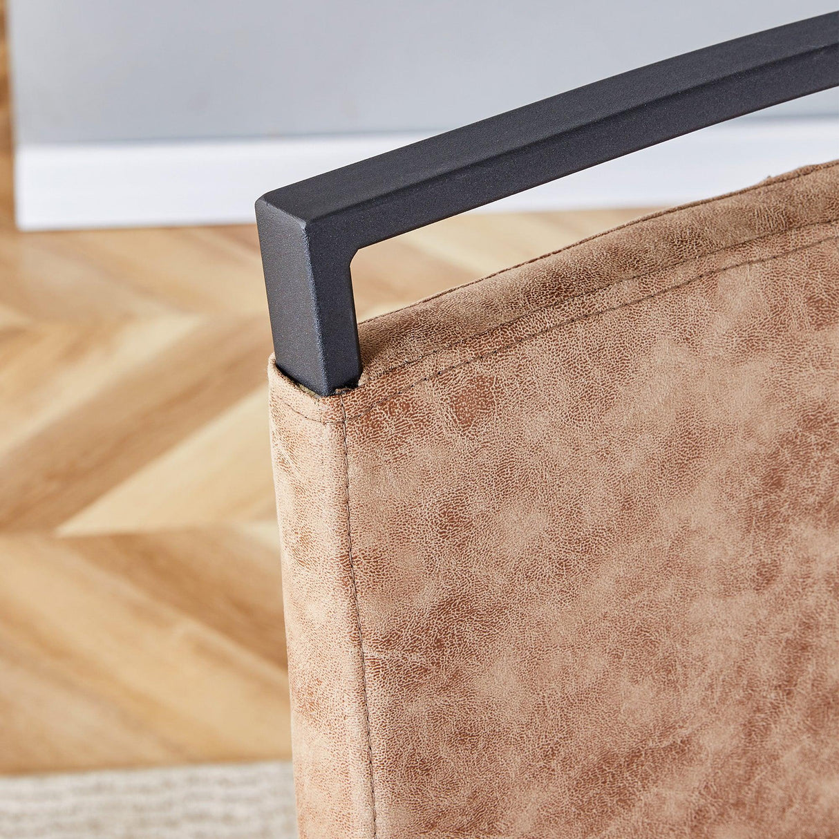Dining Chairs Upholstered Modern Cantilever Steel Brown - Furniture Home Direct