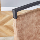Dining Chairs Upholstered Modern Cantilever Steel Brown - Furniture Home Direct
